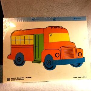 Vintage wood board inlay school bud children’s puzzle